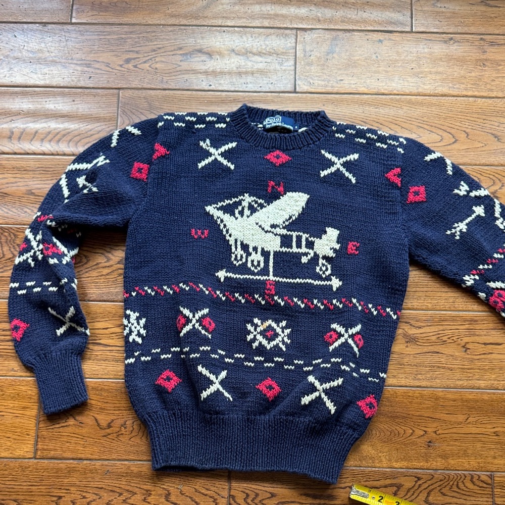 Ralph Lauren Navy Airplane Crewneck Sweater
